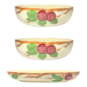 1970s Franciscan “Apple” 3-Piece Dinnerware Serving Hostess Set, Serving Bowl & Relish