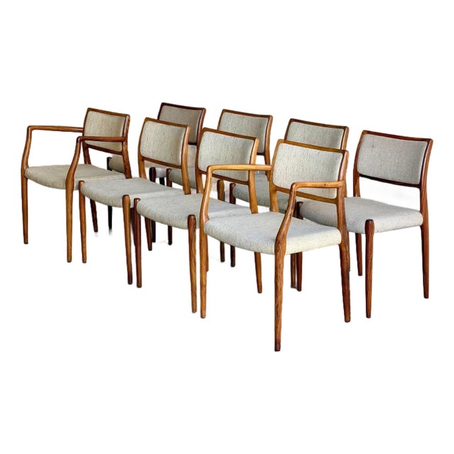 Iconic Niels Otto Møller Model 80 and 65 Rosewood Dining Chairs – Set of 8, Denmark 1960s For Sale