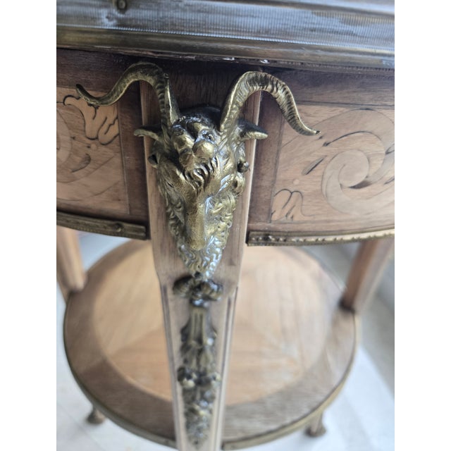 Early 20th Century French Louis 16th Style Bronze, Marble and Wood Gueridon Table For Sale - Image 5 of 13