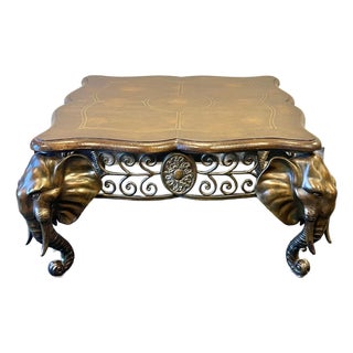 Sculptural Elephant Leather Top Coffee Table For Sale