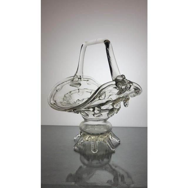 Murano glass basket basket 1950's Height 30 cm Dimensions 24.5*27cm In good condition with minimal traces of use and age.