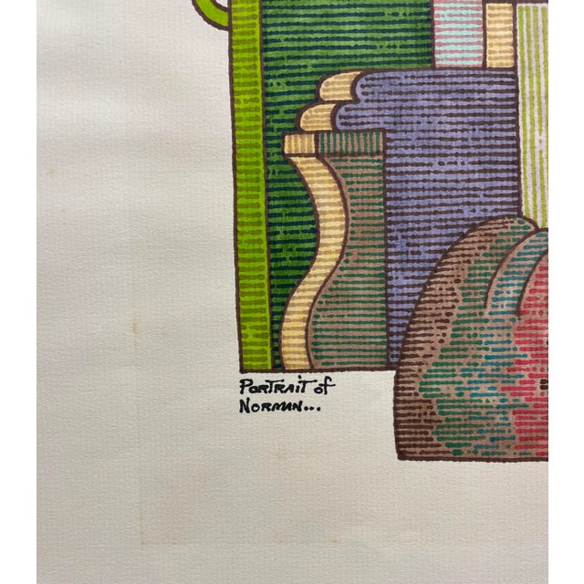 1984 Jerry Kellems Portrait Watercolor of Artist Norman Goodwin For Sale - Image 4 of 6