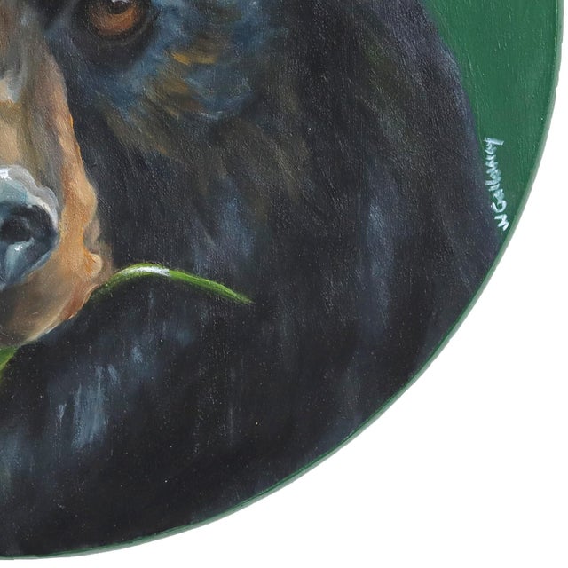 Boho Black Bear - Original Bohemian Black Bear Pop Art Oil Painting For Sale - Image 4 of 9