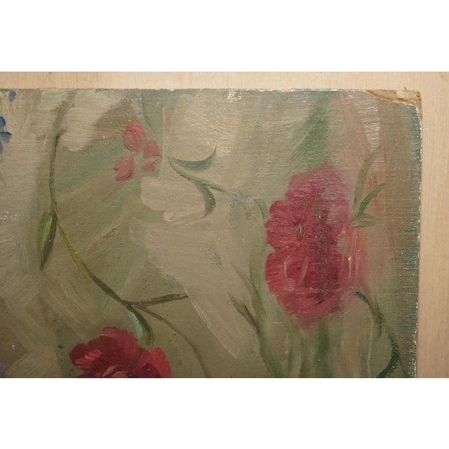 Still Life with Vase & Geisha Girl Statue, Oil on Canvas For Sale - Image 5 of 18