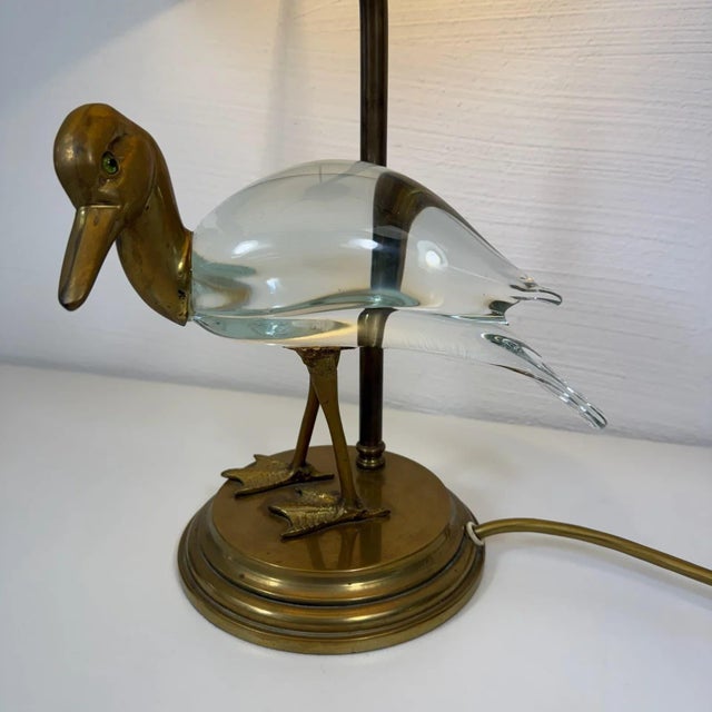 Beige Florence Lamp in Brass with Glass Duck, Italy, 1960s For Sale - Image 8 of 16