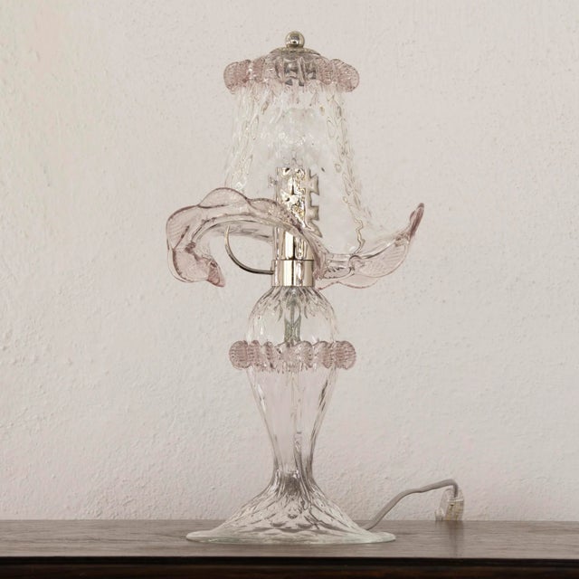 Italian Table Lamps in Clear and Light Amethyst Murano Glass, 2000s, Set of 2 For Sale - Image 10 of 12