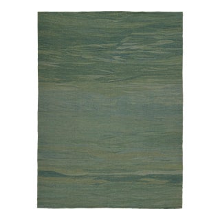 Rug & Kilim’s Modern Kilim Rug, in Teal Tones, With Muted Patterns For Sale