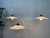 A set of 5 opaline collar lamps. Mouth-blown, making each shade unique. Ideal above the kitchen counter or in a bistro....