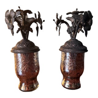 19th Century Mercury Glass and Floral Mantle Ornaments For Sale