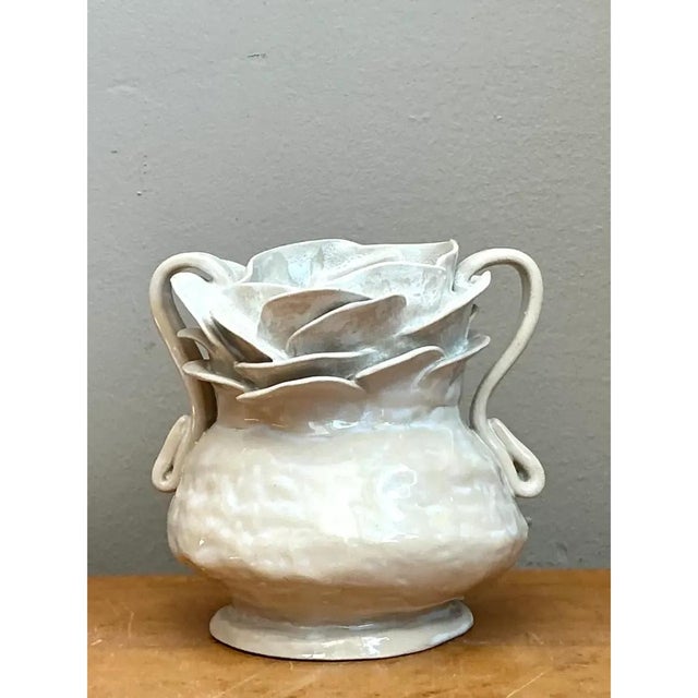 Vintage Handcrafted Ceramic Vase For Sale In West Palm - Image 6 of 12