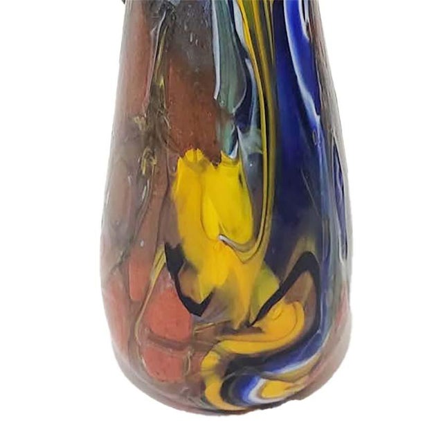 1980s Vintage Tim Lazer Signed Hand-Blown Art Glass Amphora Handle Vase For Sale - Image 5 of 10
