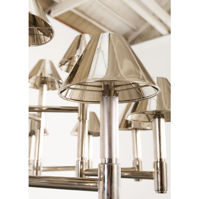 Ralph Lauren "Barrett Large Knurled Chandelier" Polished Nickel For Sale - Image 11 of 18