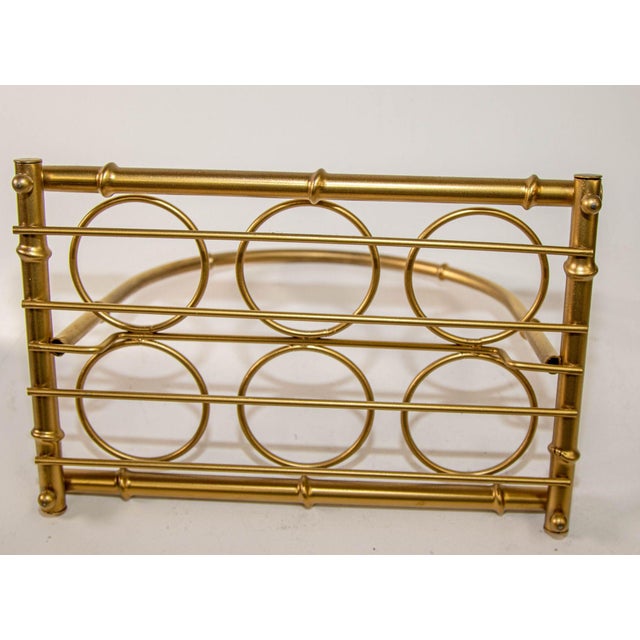 Set of Six Jules Jurgensen Black & Gold Highball Glasses in Faux Bamboo Carrier For Sale - Image 9 of 18