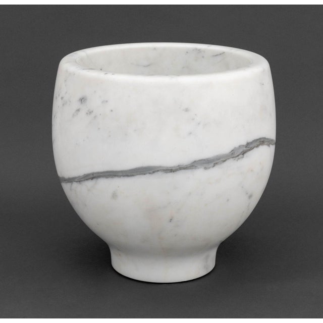 Sophie LaFont (French, b. 1964) Veined White Marble Champagne Bucket, stamped "Sophie / LaFont" to the base. 17" H x 16.5"...