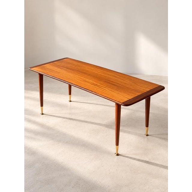 Mid-Century Modern Teak Coffee Table with Brass Feet, Sweden, 1960s For Sale - Image 12 of 12