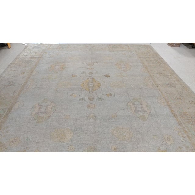 Turkish Antique Oushak Carpet, Handmade Turkish Oriental Rug, Beige, Taupe, Soft Yellow For Sale - Image 3 of 12