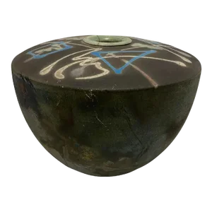 Vintage Raku Hand Thrown Art Pottery Vase, Signed