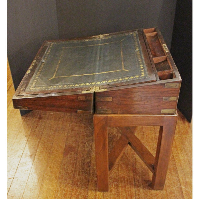 Circa 1840 English Lap Desk Writing Box on Custom Side Table Stand For Sale - Image 9 of 12