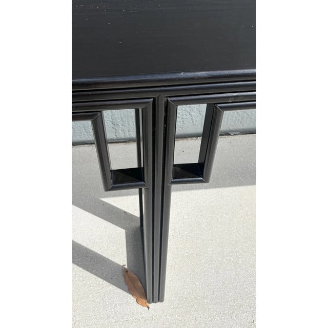 This is a very high-end bench made wood black Asian style console. It features square corner fretwork which mimics...