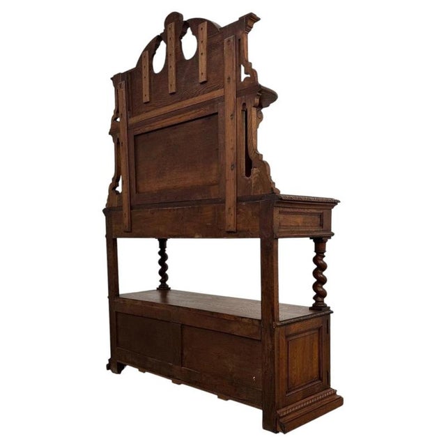 Gold Antique English Golden Oak Sideboard with Barley Twist Supports, 1800s For Sale - Image 8 of 13