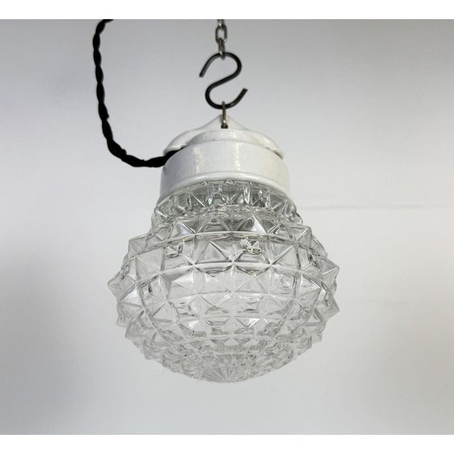 Vintage White Porcelain Pendant Light, 1970s For Sale - Image 9 of 15