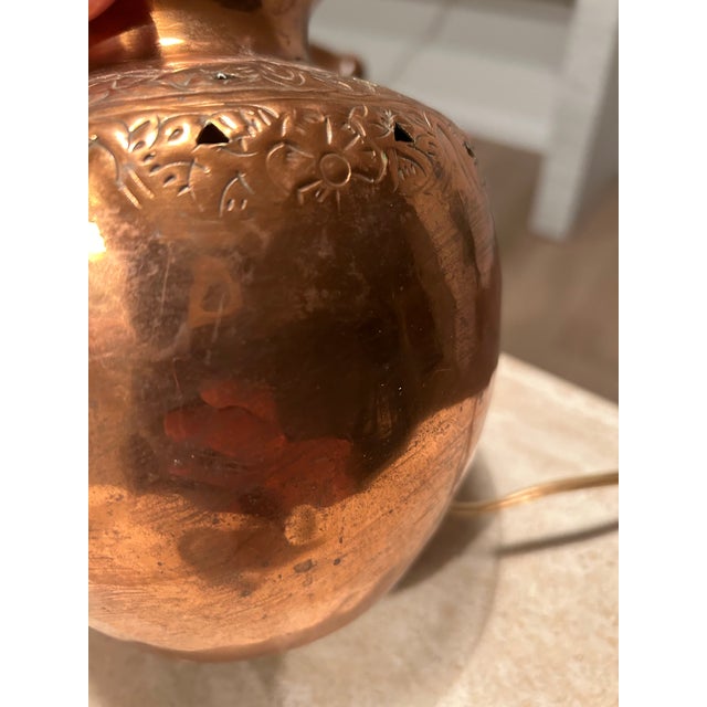1990s 1990s Small Copper Lamp Made in India For Sale - Image 5 of 5