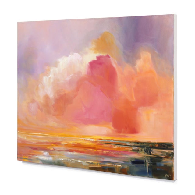 When I Close My Eyes - Large Vibrant Pink Sunset Landscape Skyscape Painting Original Artwork by Jodi Miller For Sale In Los Angeles - Image 6 of 9