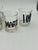 Great set of six mid-century glasses. Clear glass with large black letters - Scotch, Gin, Vodka and Martini.