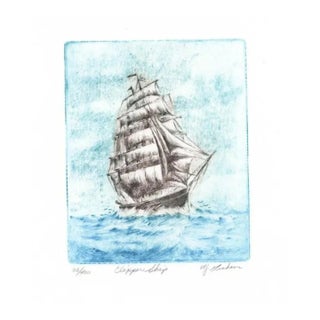 1990s Clipper Ship Color Etching by Graham For Sale