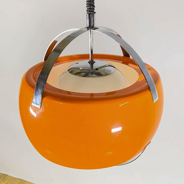 Space Age FHD00480-1 Spherical Orange Chandelier with Chrome Accents, 1970s For Sale - Image 10 of 18