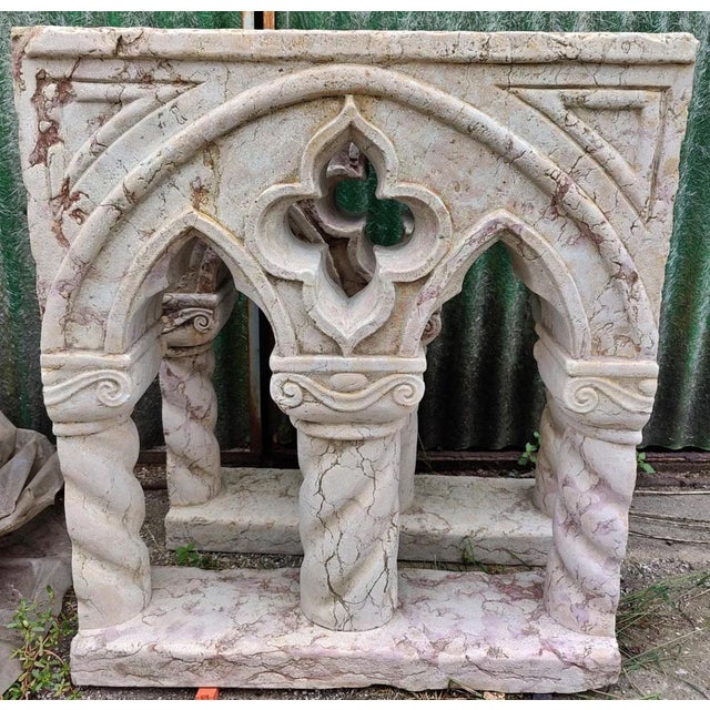 Spectacular Pair of Marble Mullioned Windows or Table Bases - H 76 cm, Venice Magnificent pair of double-sided mullioned...