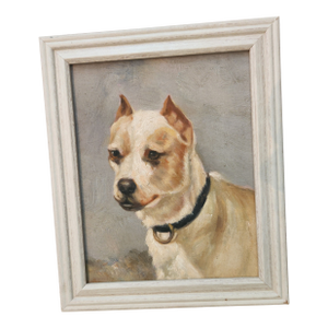 1990s Staffordshire Terrier Dog Oil Painting