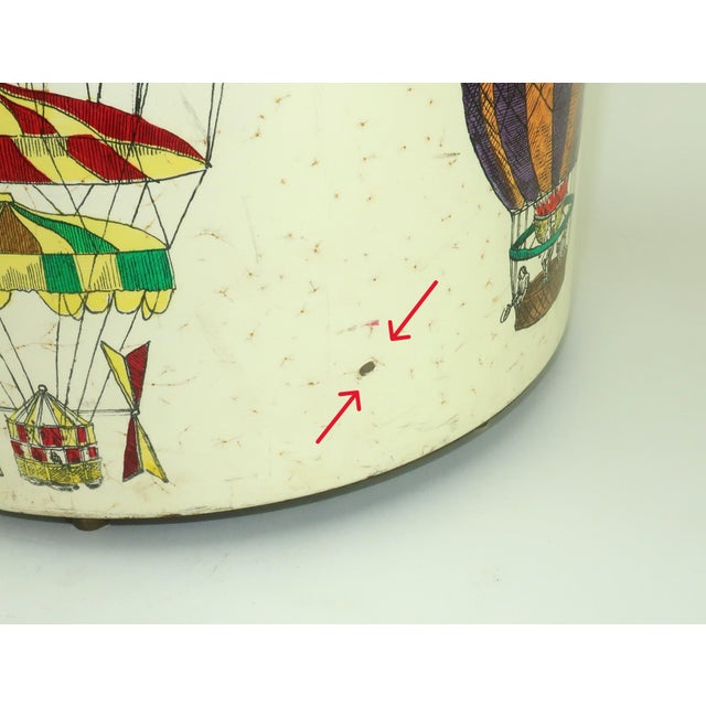 Fornasetti Italian Enameled Metal Hot Air Balloon Umbrella Stand, 1950's For Sale - Image 11 of 17