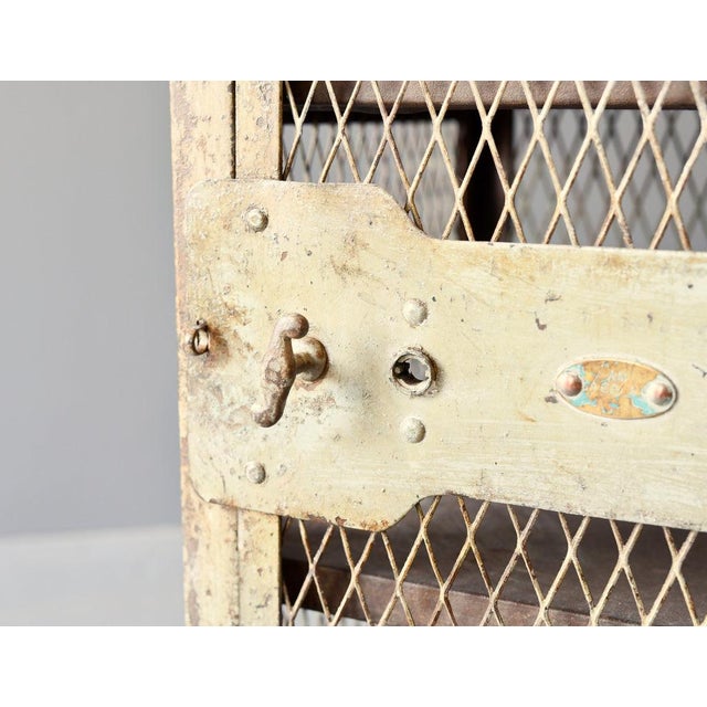 Industrial Factory Cabinet By Walls Ltd Circa 1910 - Main compartment has 2 shelves - Steel mesh side and door - Brass...