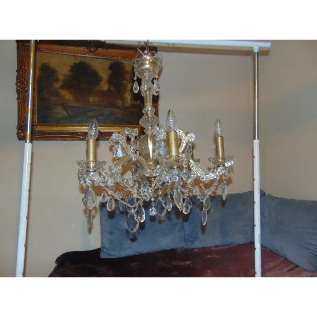 1920s Vintage Crystal Glass Chandelier For Sale - Image 5 of 14