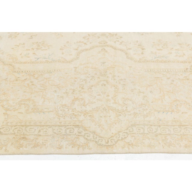 Oversized Antique Persian Kerman Wool Rug: Muted Champagne & Ivory Elegance For Sale In New York - Image 6 of 12