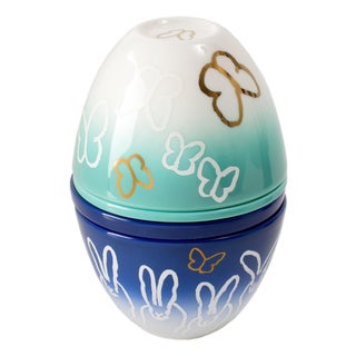 Hunt Slonem Bunnies & Butterflies Porcelain Nesting Egg For Sale