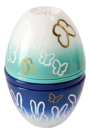 Hunt Slonem Bunnies & Butterflies Porcelain Nesting Egg