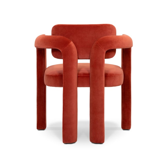 Textile Double Arch Dining Chairs in Crimson Red Cotton Velvet from Insidherland, Set of 4 For Sale - Image 7 of 16