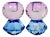 Danish Faceted Crystal Candle Holder Blue & Lavender Pair For Sale
