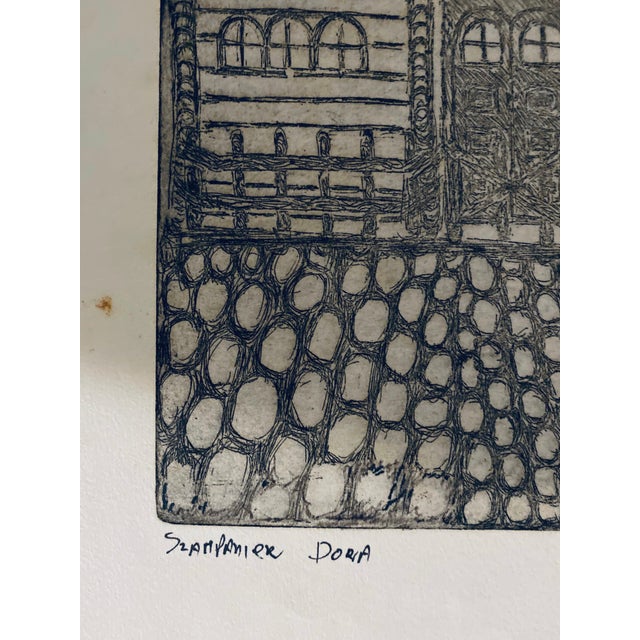 Dora Szampanier, Etching of destroyed synagogue - Husyatin, Ukraine For Sale - Image 4 of 6