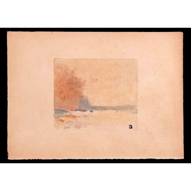 Landscape is an original etching realized in the early 20th Century by Edmond Cuisinier (1857-1917). Good conditions...
