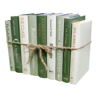 Decorative Books - Ivy Cream Book Bundle - 1 Foot of Green and Cream Books For Sale