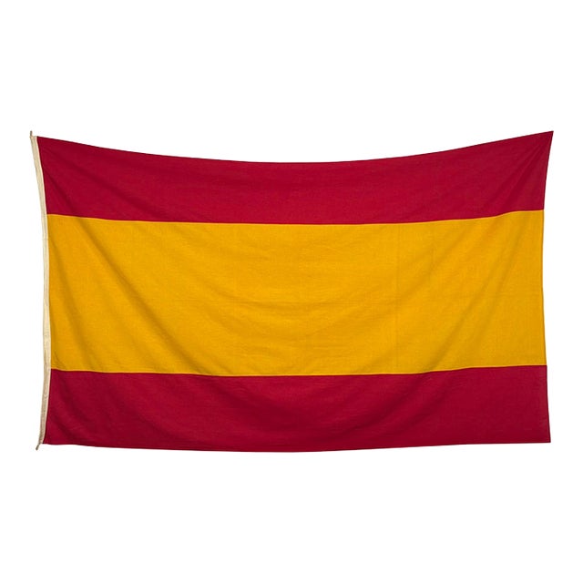 Large Vintage Sewn Cloth Flag of Spain For Sale