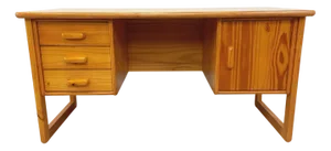 Vintage Sled Foot Executive Desk in Pine, 1970s