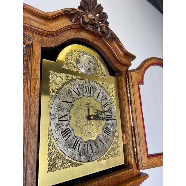 Vintage Grandfather Clock in Oak For Sale - Image 9 of 17