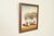 Mid-Century Modern Original Artist Signed ‘Seaside Harbor’ Acrylic Painting in Carved Walnut and Brass Frame For Sale - Image 3 of 12