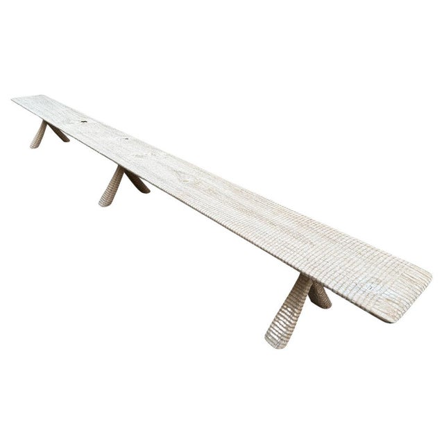 Andrianna Shamaris Monumental Hand Carved Long Teak Wood Bench For Sale In New York - Image 6 of 18