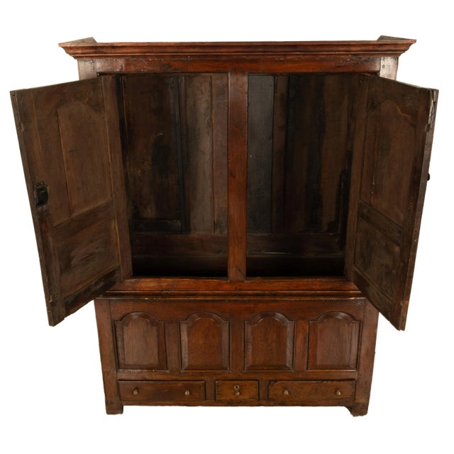 Antique 18th Century Welsh Oak Press Livery Housekeepers Cupboard Cabinet Chest 1750 For Sale - Image 10 of 14