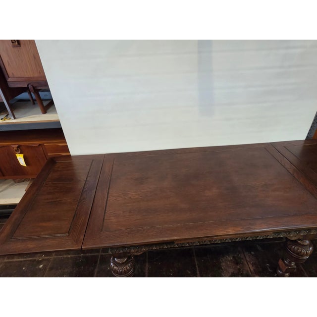 This Jacobean Spanish Style Oak Draw Leaf Dining Table is 66 x 41 closed ,108 x 41 open (9Feet). Very Nice Quality and...